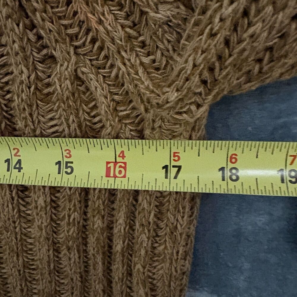 J.Crew Chunky Ribbed Turtleneck Sweater Camel Brown Cotton M Cozy Fall Preppy - Picture 6 of 7